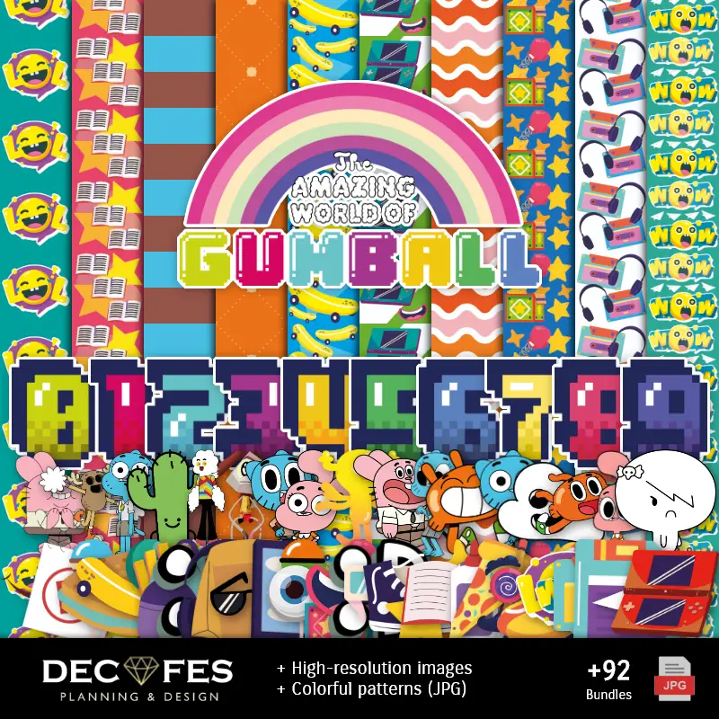 Papier numérique Le Monde incroyable de Gumball - Imprimables pour scrapbooking et loisirs créatifs