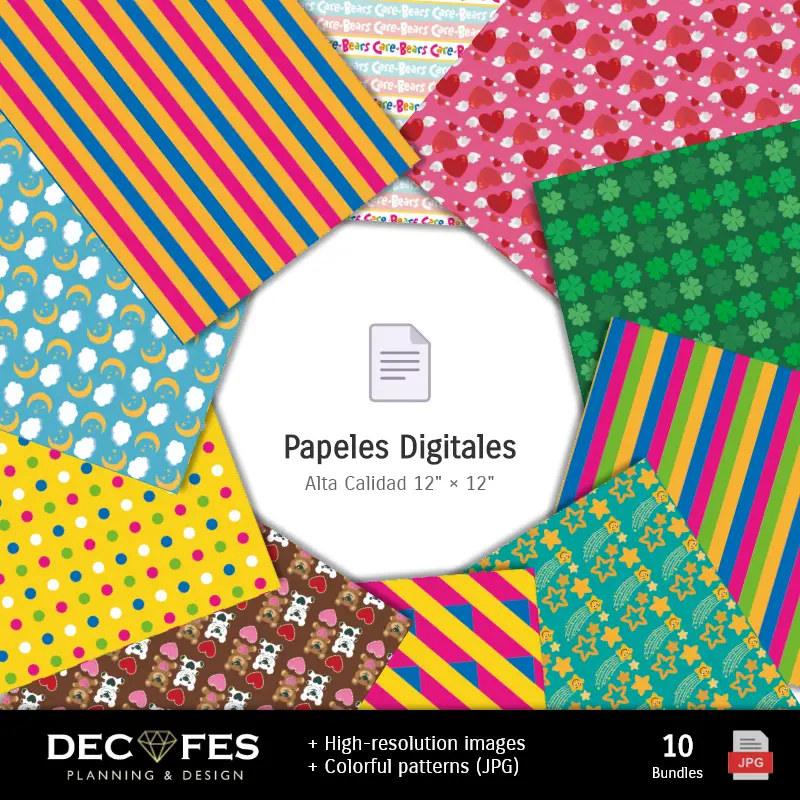 Collages | Papier numérique Les Carinosites - Imprimable pour Scrapbook et bricolage