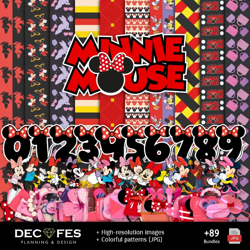 Papier numérique Minnie Mouse - Imprimable pour scrapbook et bricolage