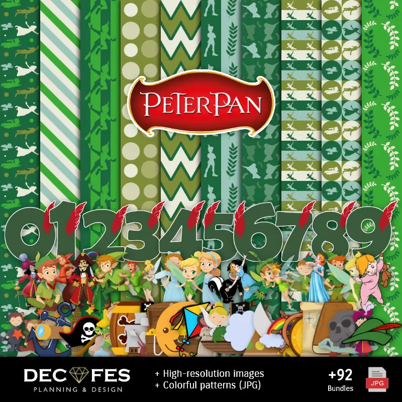 Papier numérique Peter Pan - Imprimable pour Scrapbook et bricolage