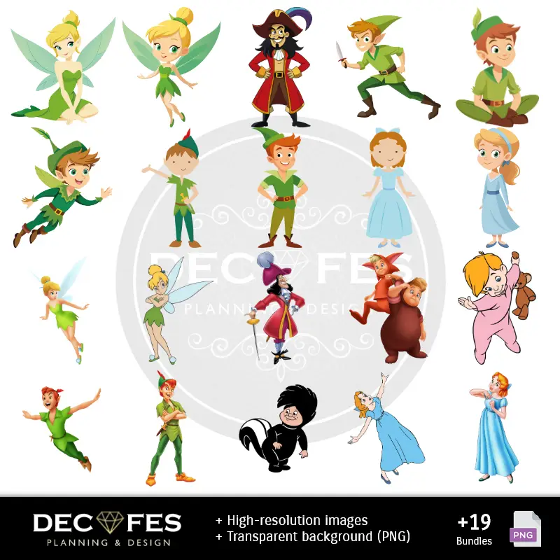Personajes | Papier numérique Peter Pan - Imprimable pour Scrapbook et bricolage