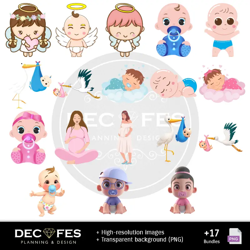 Números Temáticos | Papier numérique pour douche bébé - Imprimable pour scrapbook et bricolage