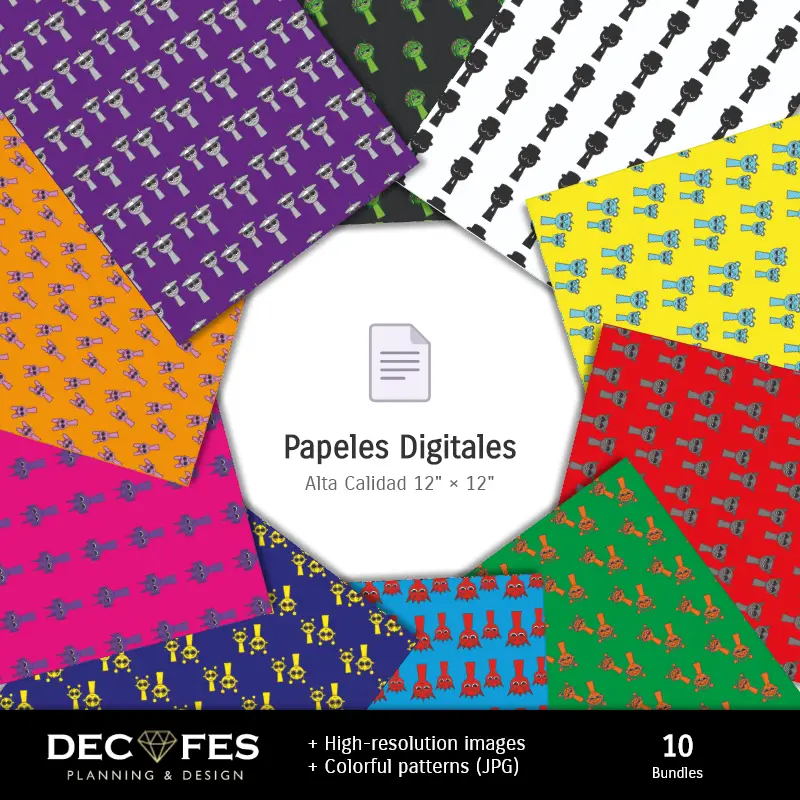 Collages | Papier numérique Sprunki - Imprimables pour scrapbooking et loisirs créatifs