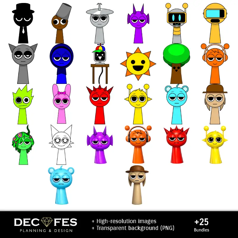 Personajes | Papier numérique Sprunki - Imprimables pour scrapbooking et loisirs créatifs