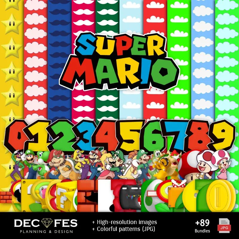 Papier numérique Super Mario Bros - Imprimable pour Scrapbook et bricolage