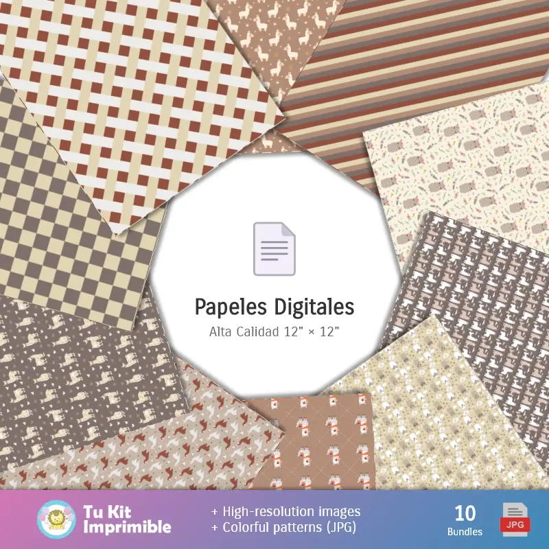 Collages | Papier peint Alpaca - Papiers de décoration numérique