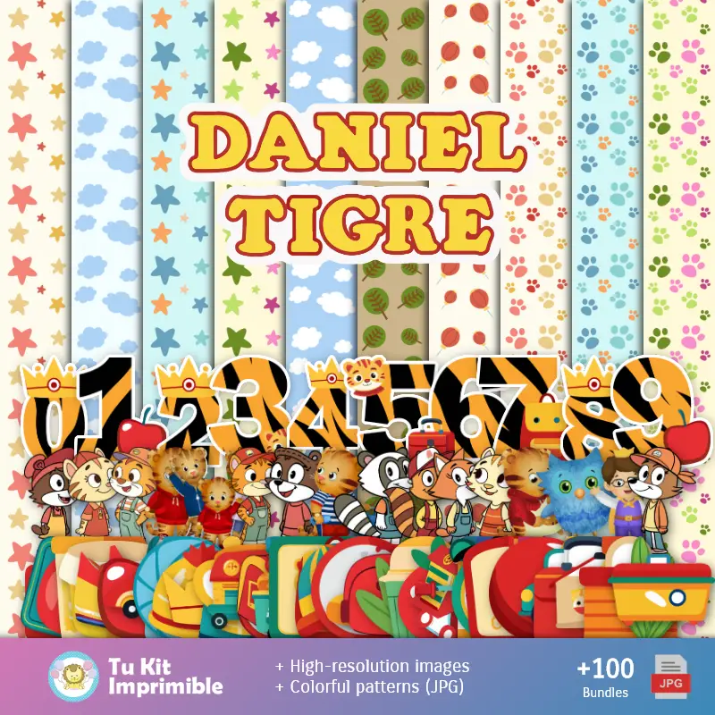 Números Temáticos | Papier peint Daniel le Tigre - Papiers numériques