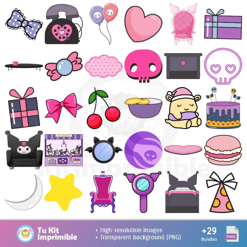 Accesorios | Papier peint Kuromi - Papiers numériques