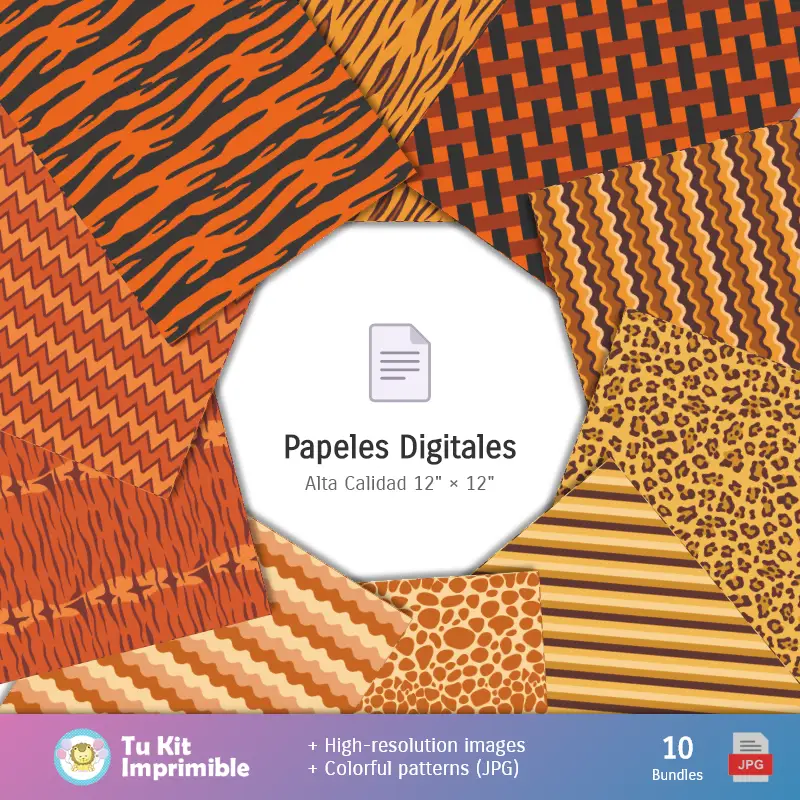 Personajes | Papier peint Safari d'impression animale - Papiers de décoration numérique