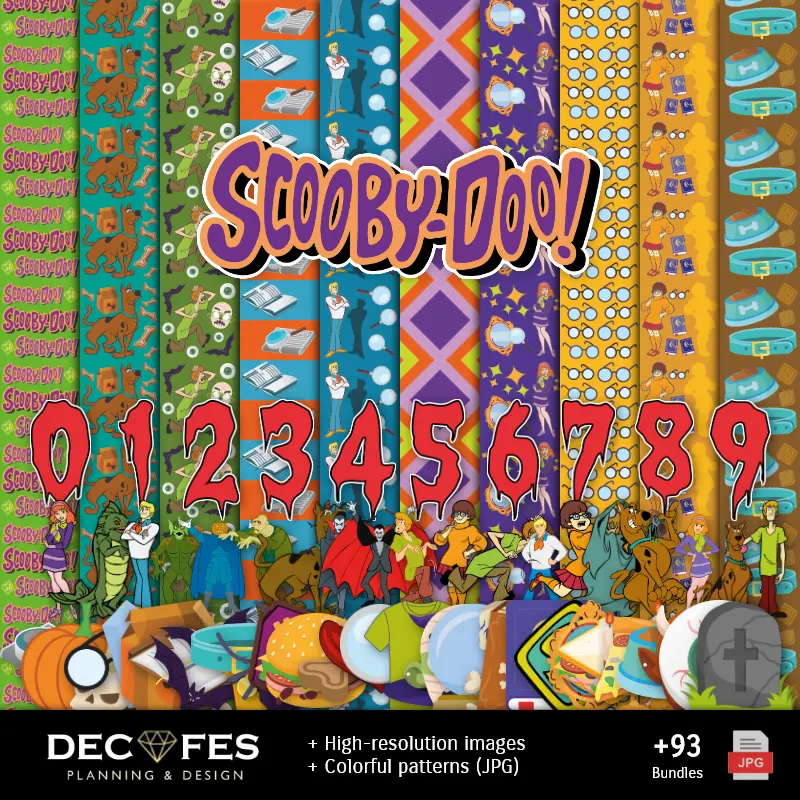 Patrones | Papier scooby-doo numérique - Imprimable pour Scrapbook et bricolage