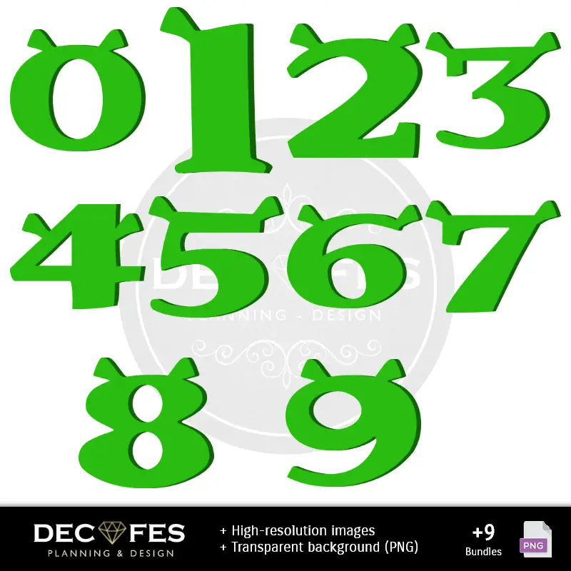 Números Temáticos | Papier shrek numérique - Imprimantes pour scrapbook et bricolage