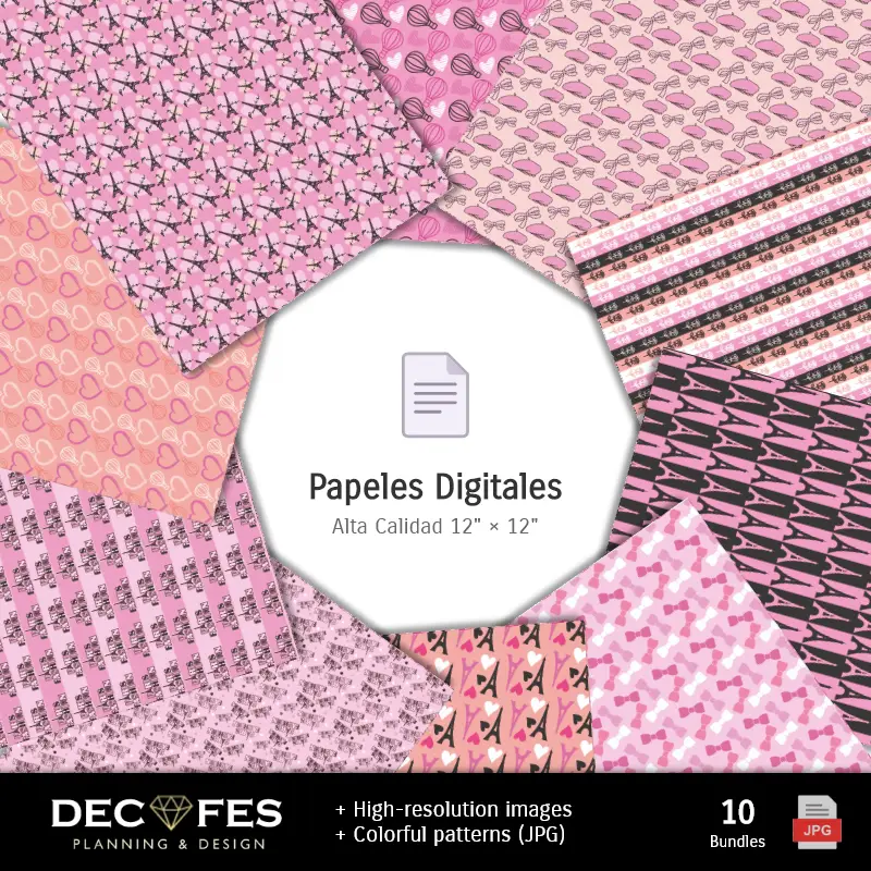 Collages | Paris Digital Paper - Stampabile per Scrapbook e fai da te