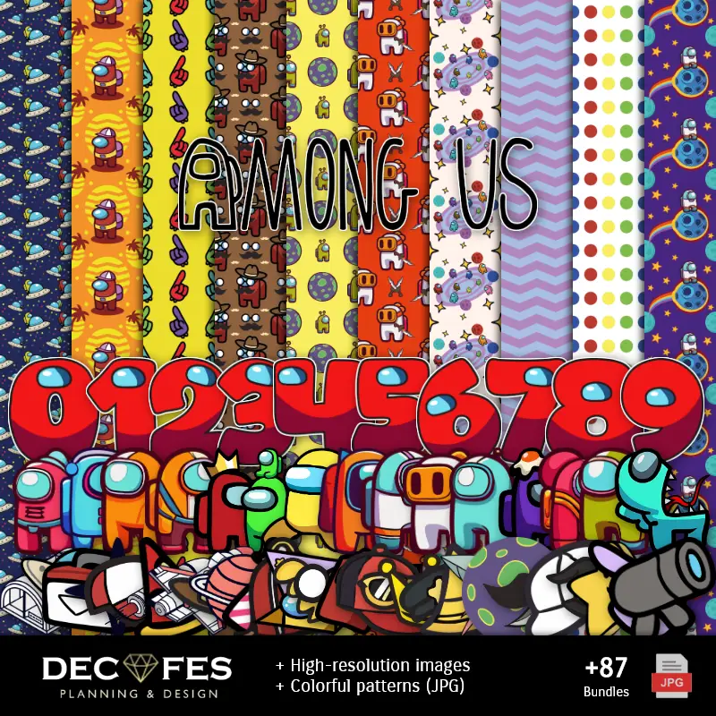 Personajes | Parmi nous Digital Paper - Imprimable pour Scrapbook et bricolage