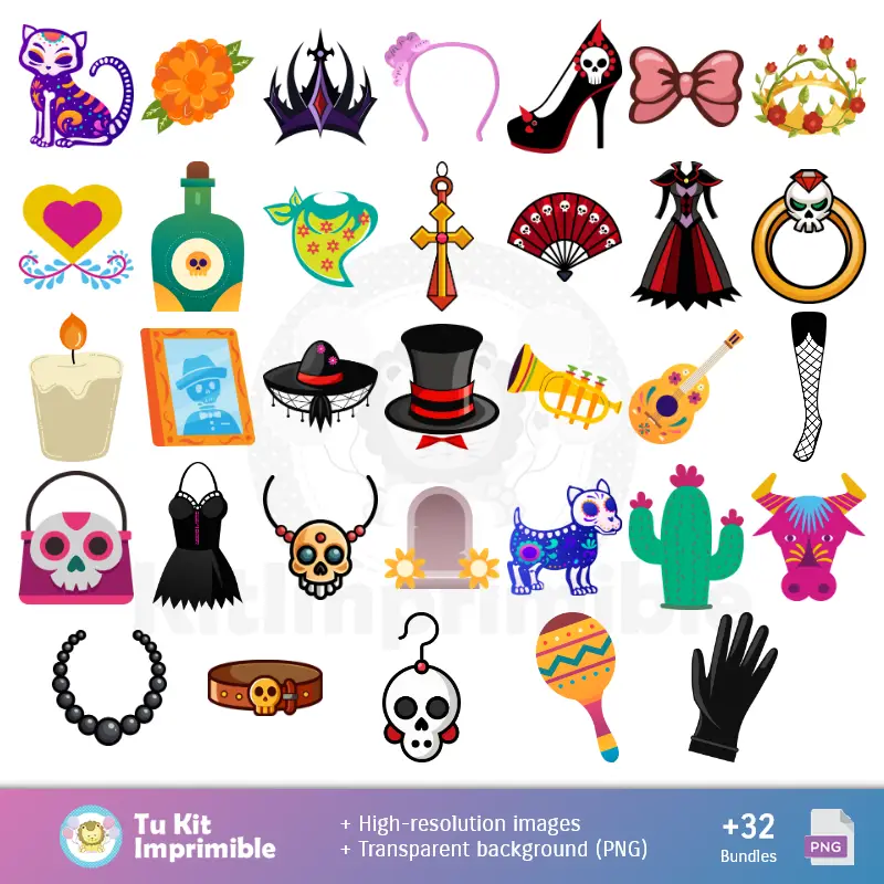 Accesorios | Patroni e Textures Giorno della Catrina dei Morti - Scrapbook e Kit del Partito