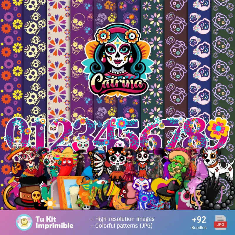 Fondos | Patroni e Textures Giorno della Catrina dei Morti - Scrapbook e Kit del Partito