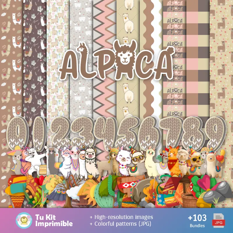 Fondos | Patrones y Texturas Alpacas - Kits de Scrapbook y Fiestas