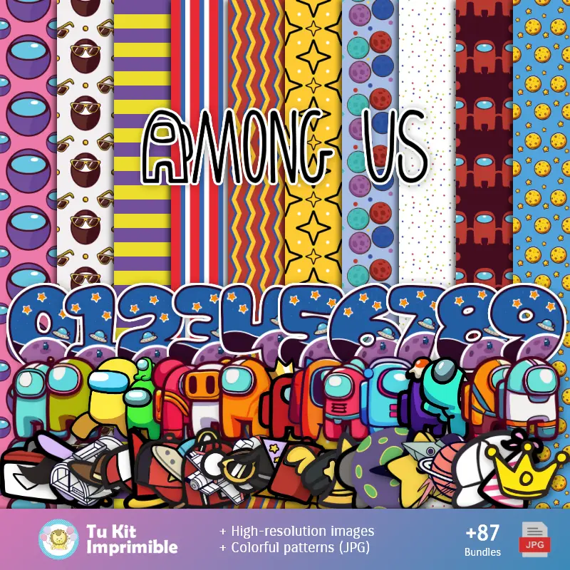Patrones y Texturas Among Us - Kits de Scrapbook y Fiestas