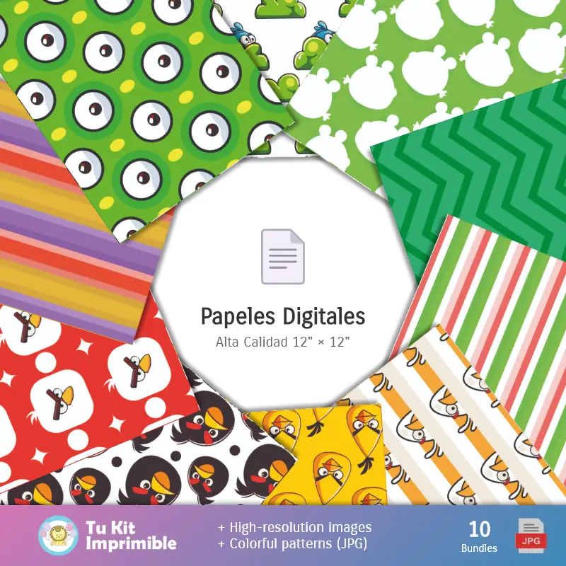 Collages | Patrones y Texturas Angry Birds - Kits de Scrapbook y Fiestas