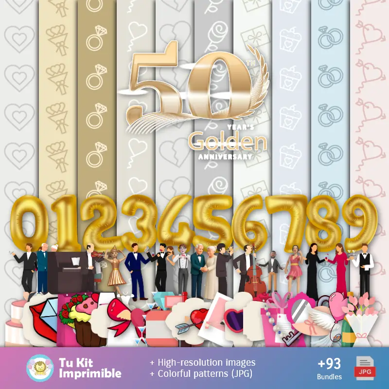 Patrones y Texturas Aniversario 50 años - Kits de Scrapbook y Fiestas