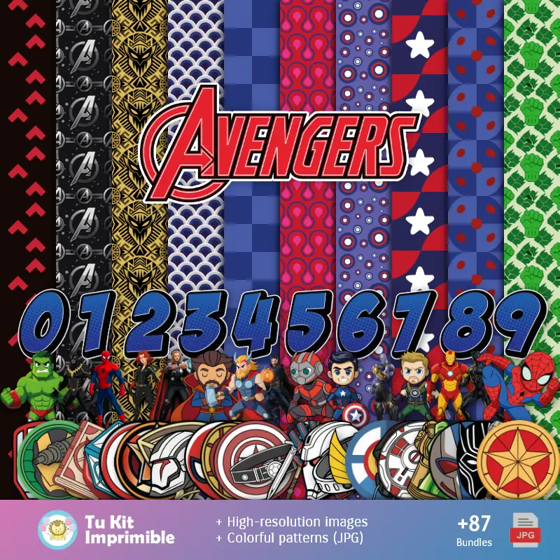 Accesorios | Patrones y Texturas Avengers - Kits de Scrapbook y Fiestas