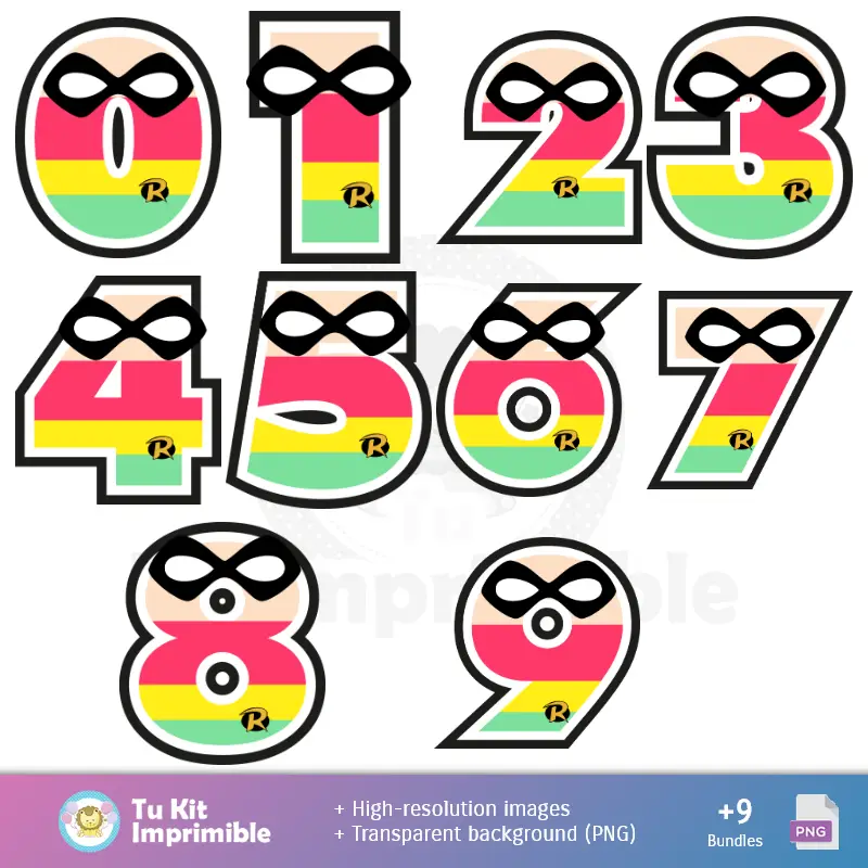 Números Temáticos | Patrones y Texturas Batman - Kits de Scrapbook y Fiestas