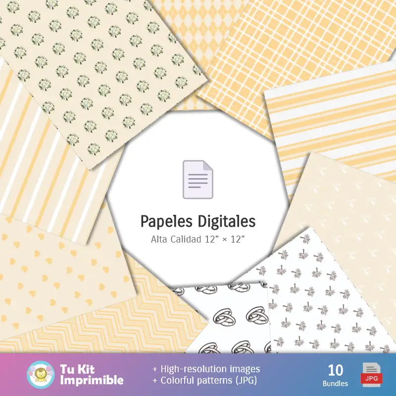 Collages | Patrones y Texturas Bodas - Kits de Scrapbook y Fiestas