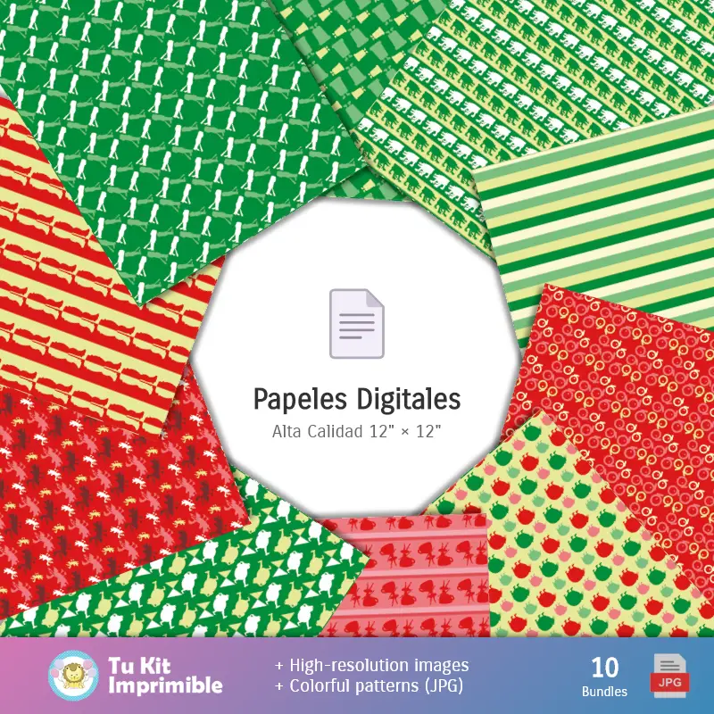 Collages | Patrones y Texturas Brain Rot - Kits de Scrapbook y Fiestas