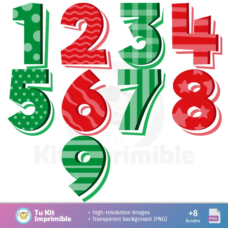 Números Temáticos | Patrones y Texturas Brain Rot - Kits de Scrapbook y Fiestas