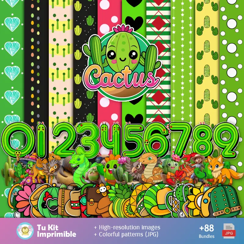 Patrones y Texturas Cactus - Kits de Scrapbook y Fiestas