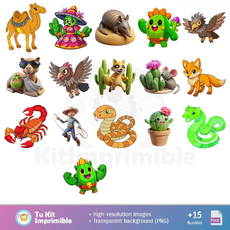 Personajes | Patrones y Texturas Cactus - Kits de Scrapbook y Fiestas