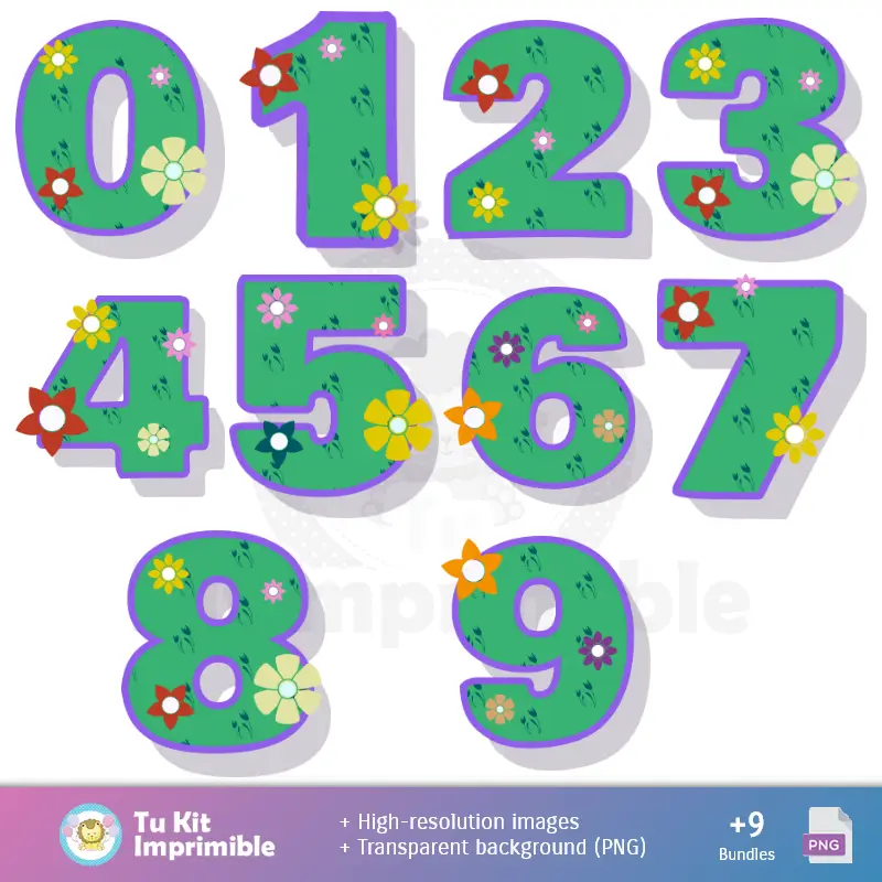 Números Temáticos | Patrones y Texturas Campanita Tinker Bell - Kits de Scrapbook y Fiestas