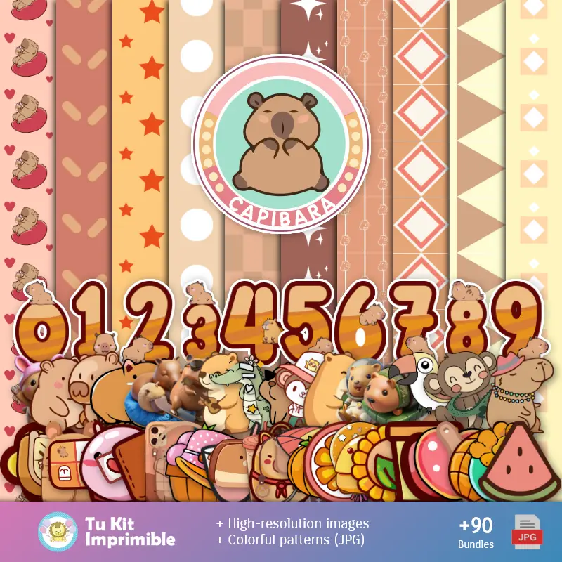 Patrones y Texturas Capibara - Kits de Scrapbook y Fiestas
