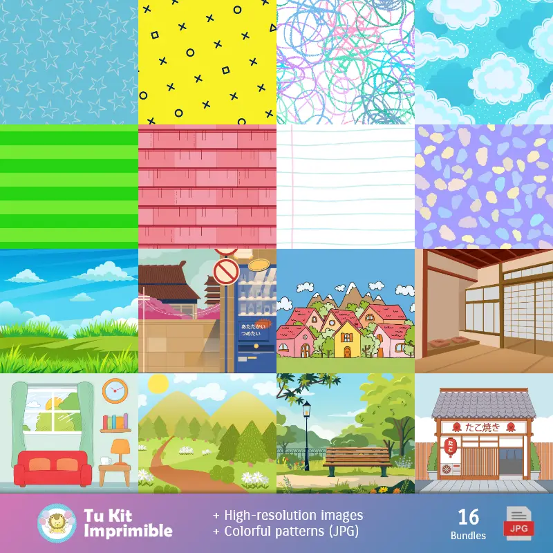 Fondos | Patrones y Texturas Crayon Shin-chan - Kits de Scrapbook y Fiestas