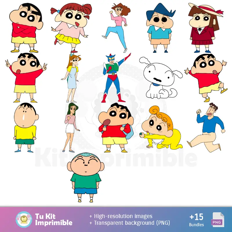 Personajes | Patrones y Texturas Crayon Shin-chan - Kits de Scrapbook y Fiestas