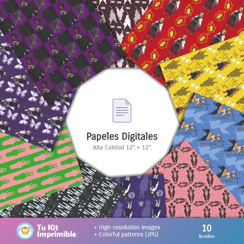Collages | Patrones y Texturas Demon Slayer - Kits de Scrapbook y Fiestas