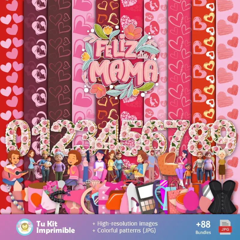 Accesorios | Patrones y Texturas Día de la Madre - Kits de Scrapbook y Fiestas