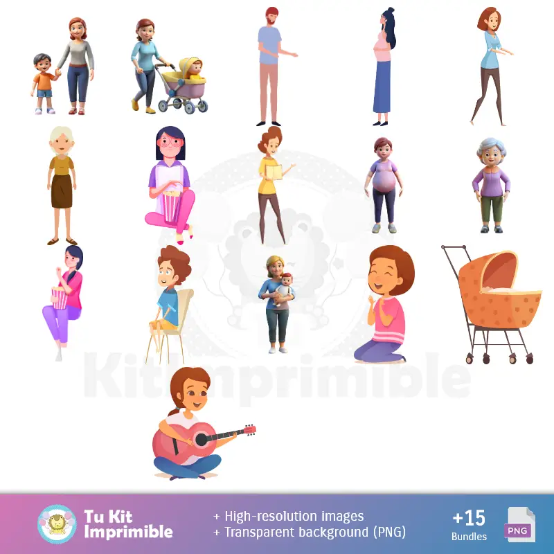 Personajes | Patrones y Texturas Día de la Madre - Kits de Scrapbook y Fiestas