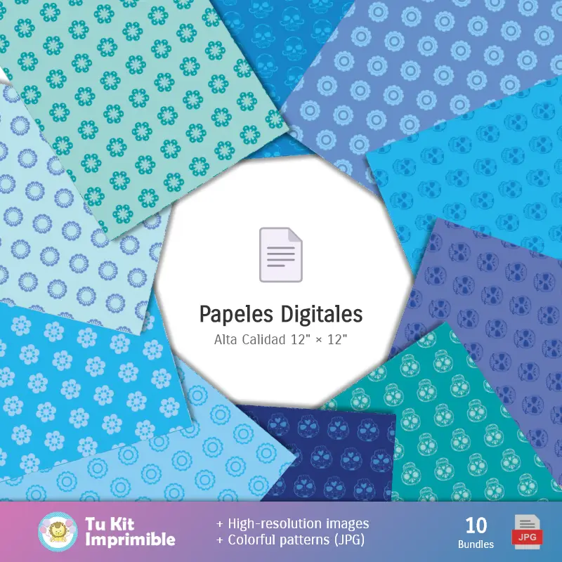 Collages | Patrones y Texturas Día de los Muertos - Kits de Scrapbook y Fiestas