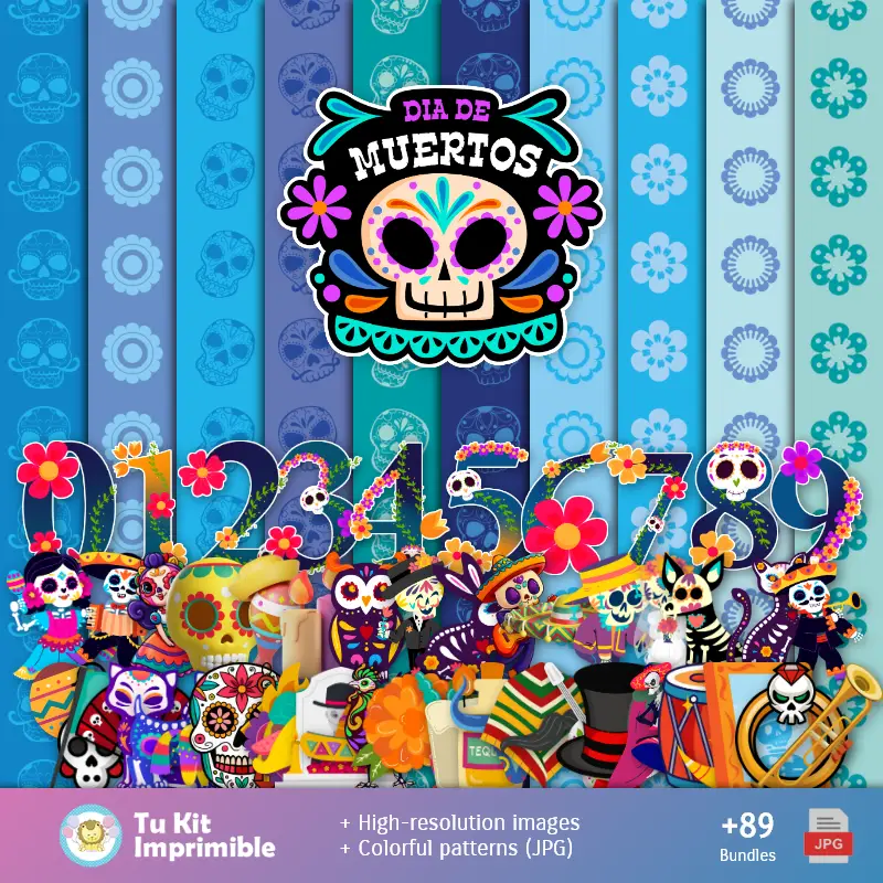 Patrones y Texturas Día de los Muertos - Kits de Scrapbook y Fiestas