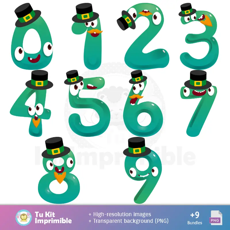 Números Temáticos | Patrones y Texturas Día de San Patricio - Kits de Scrapbook y Fiestas