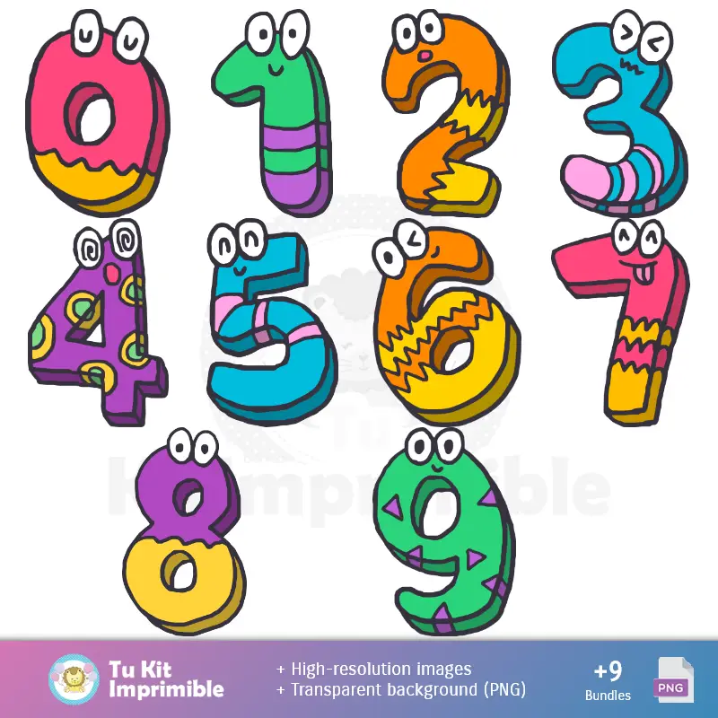 Números Temáticos | Patrones y Texturas Día del Niño - Kits de Scrapbook y Fiestas