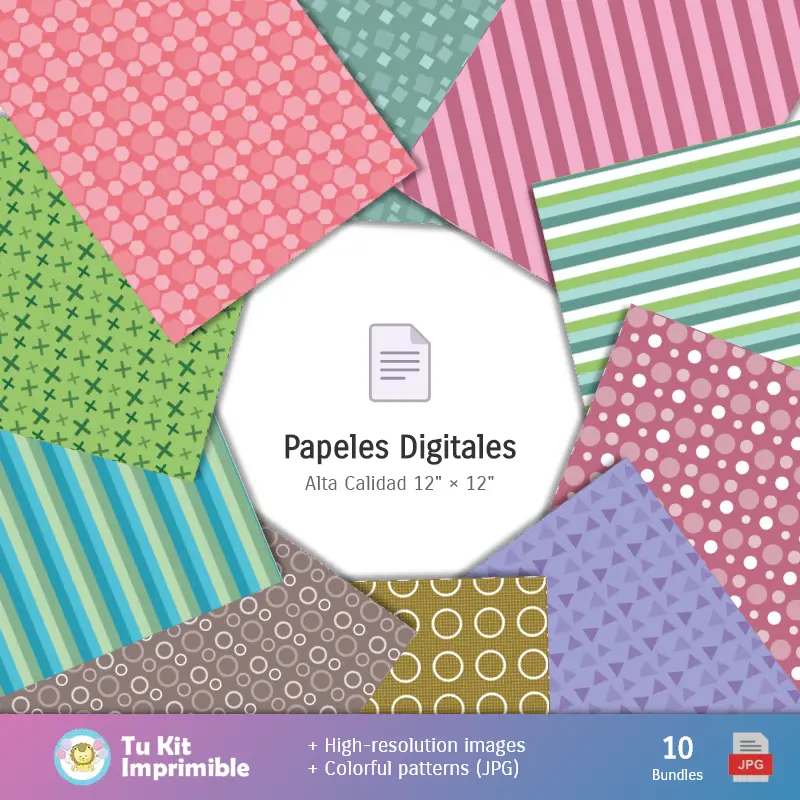 Collages | Patrones y Texturas Día del Profesor - Kits de Scrapbook y Fiestas