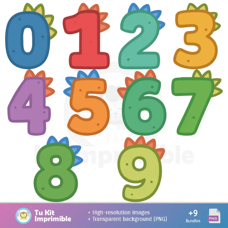 Números Temáticos | Patrones y Texturas Dinosaurios - Kits de Scrapbook y Fiestas