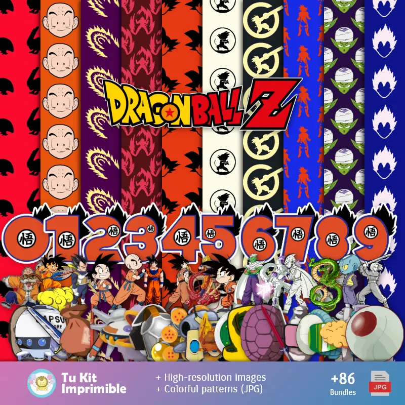 Patrones y Texturas Dragon Ball Z - Kits de Scrapbook y Fiestas