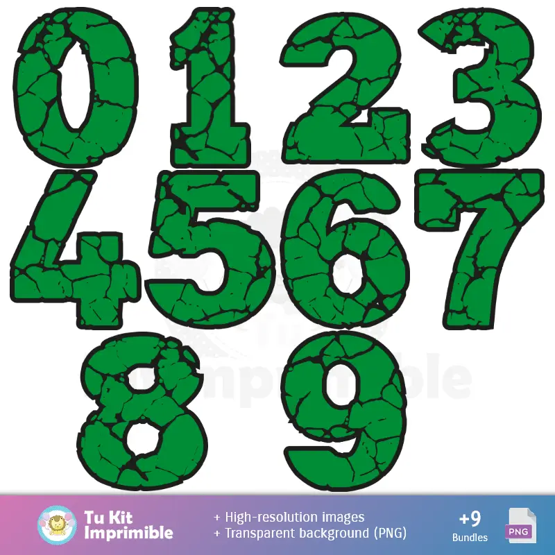 Números Temáticos | Patrones y Texturas El Increíble Hulk - Kits de Scrapbook y Fiestas