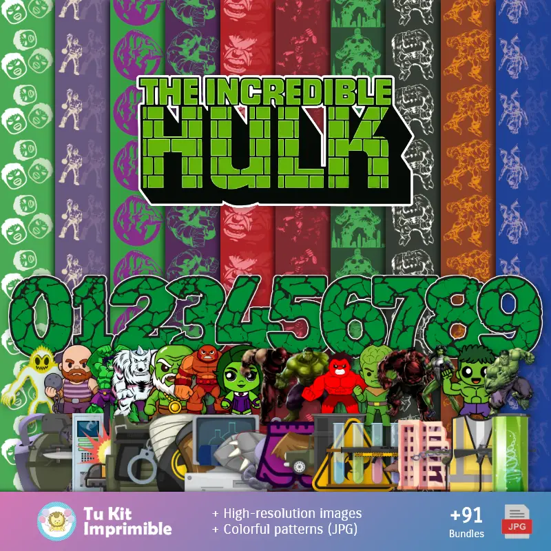Patrones y Texturas El Increíble Hulk - Kits de Scrapbook y Fiestas