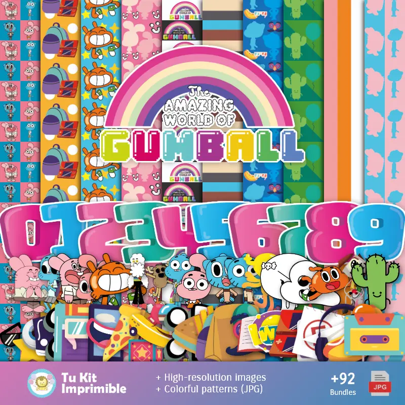 Patrones y Texturas El increible mundo de Gumball - Kits de Scrapbook y Fiestas