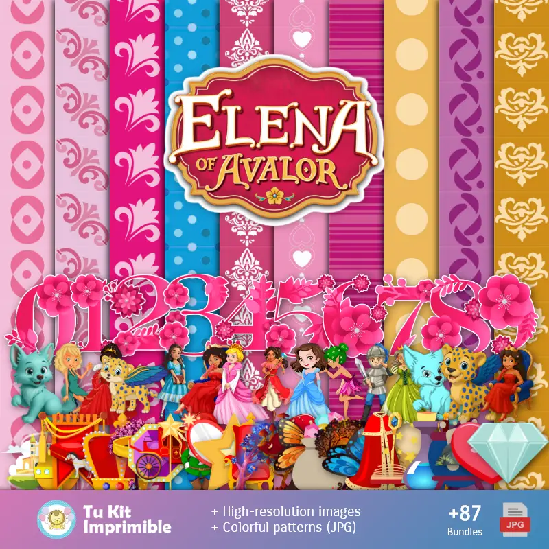 Personajes | Patrones y Texturas Elena de Avalor - Kits de Scrapbook y Fiestas
