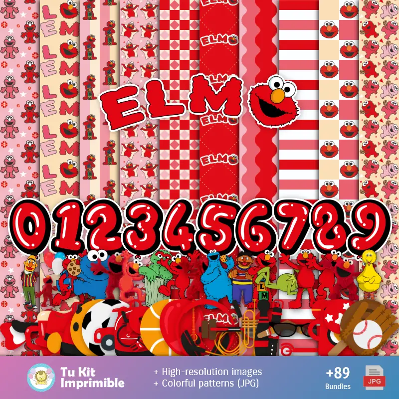 Patrones y Texturas Elmo - Kits de Scrapbook y Fiestas