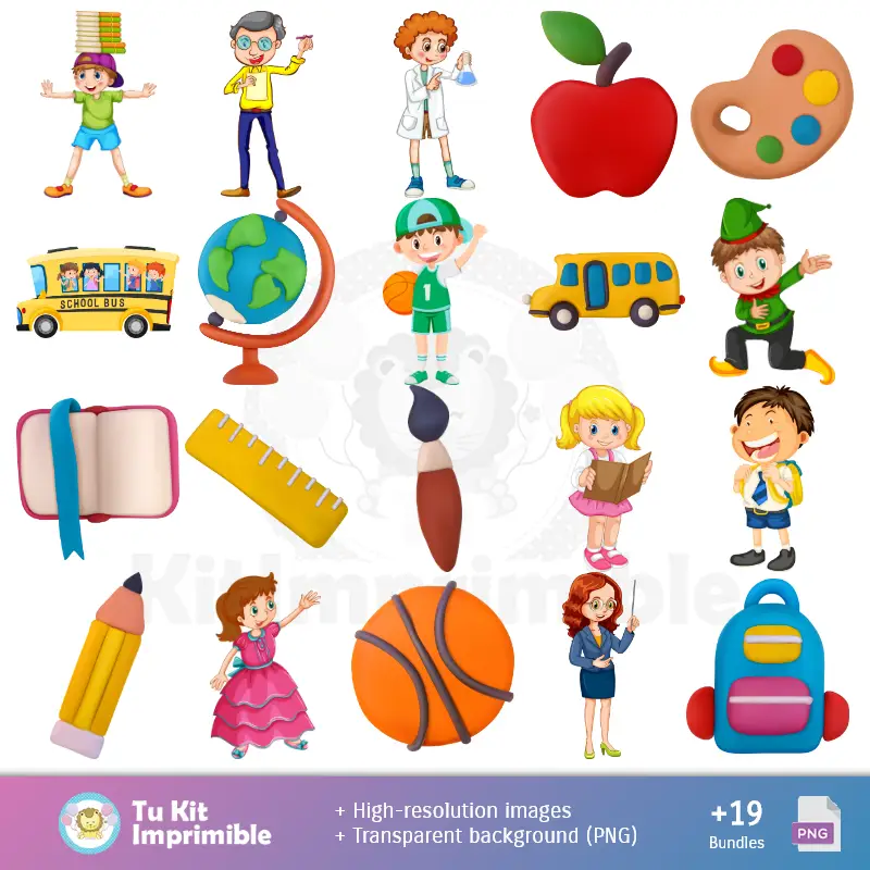 Personajes | Patrones y Texturas Escuela - Kits de Scrapbook y Fiestas